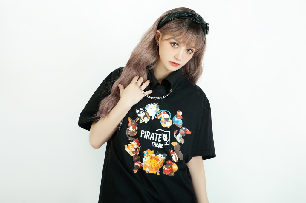 Jillpunk芝麻コラボアニメ 可愛い お宅 ニ次コン エジプト神話ベビー家族チーム マスコットモチーフプリント Oversizeオーバーサイズ 半袖 Tシャツ オリジナル メンズ レディーズ おしゃれ 男女兼用 ファッション 秋葉系