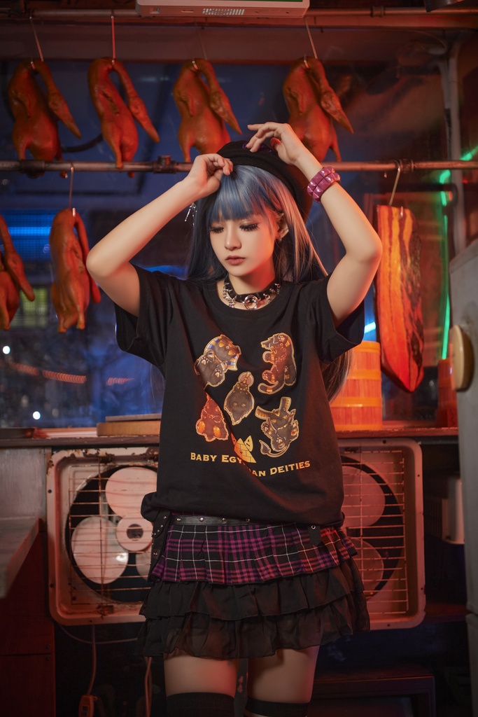 Jillpunk芝麻コラボアニメ 可愛い お宅 ニ次コン エジプト神話ベビー家族チーム マスコットモチーフプリント Oversizeオーバーサイズ 半袖 Tシャツ オリジナル メンズ レディーズ おしゃれ 男女兼用 ファッション 秋葉系