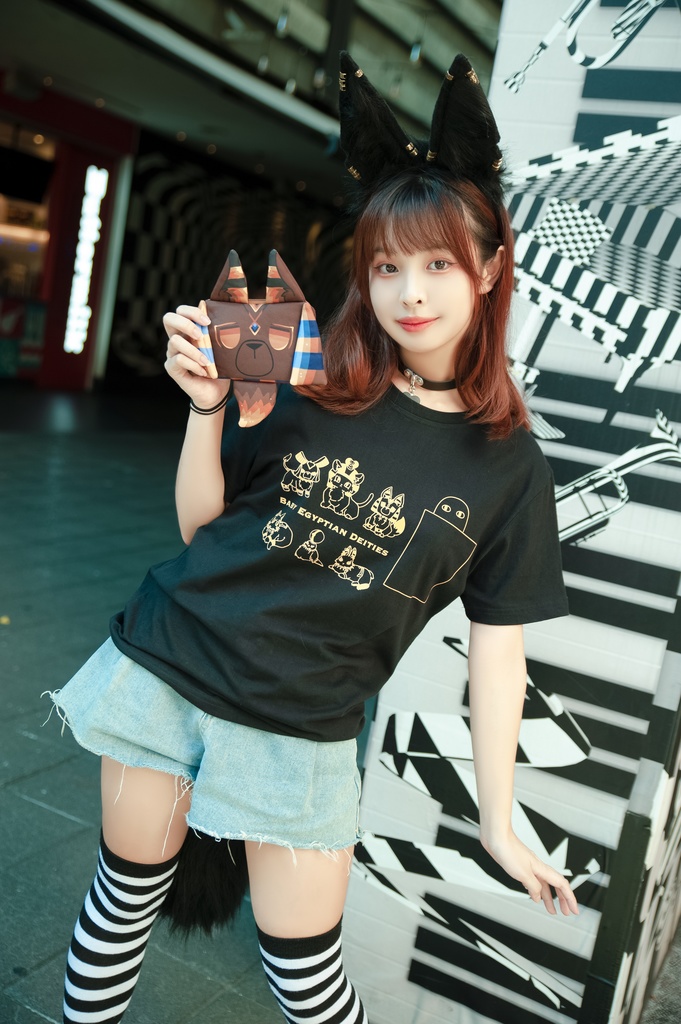 Jillpunk芝麻コラボアニメ 可愛い お宅 ニ次コン エジプト神話ベビー家族チーム マスコットモチーフプリント Oversizeオーバーサイズ 半袖 Tシャツ オリジナル メンズ レディーズ おしゃれ 男女兼用 ファッション 秋葉系