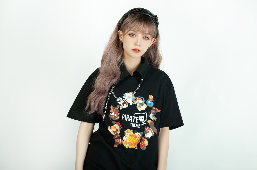 Jillpunk芝麻コラボアニメ 可愛い お宅 ニ次コン エジプト神話ベビー家族チーム マスコットモチーフプリント Oversizeオーバーサイズ 半袖 Tシャツ オリジナル メンズ レディーズ おしゃれ 男女兼用 ファッション 秋葉系