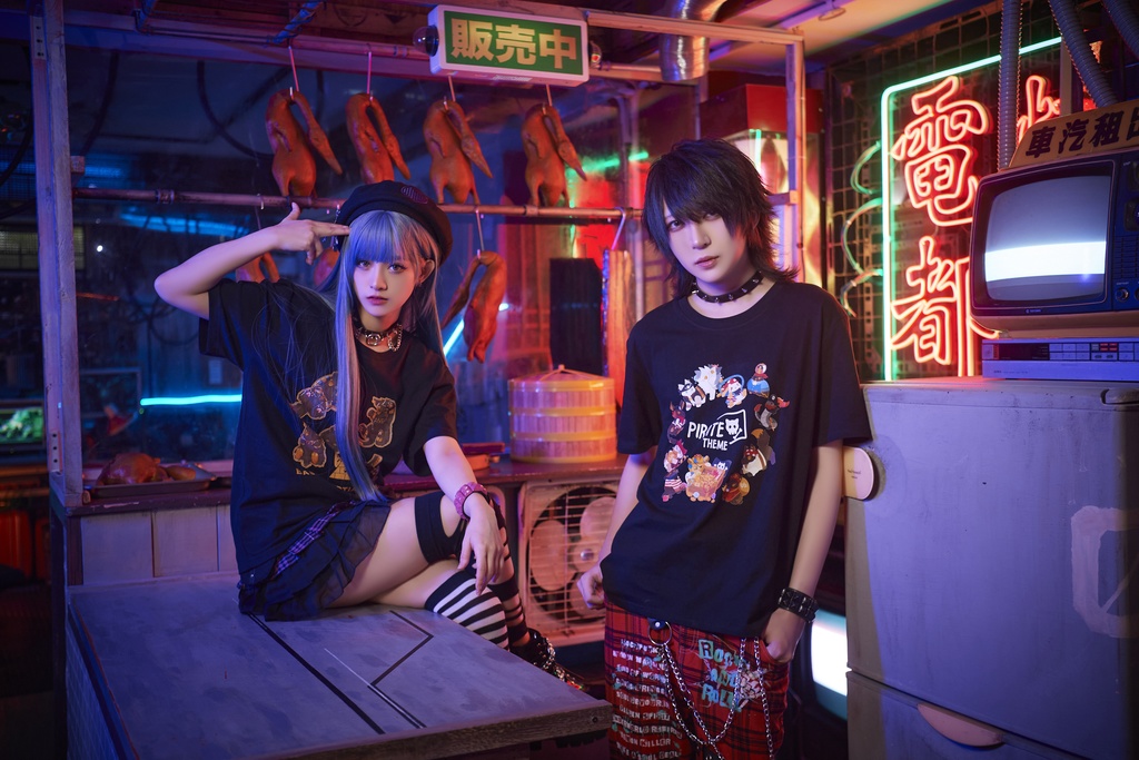 Jillpunk芝麻コラボアニメ 可愛い お宅 ニ次コン エジプト神話ベビー家族チーム マスコットモチーフプリント Oversizeオーバーサイズ 半袖 Tシャツ オリジナル メンズ レディーズ おしゃれ 男女兼用 ファッション 秋葉系