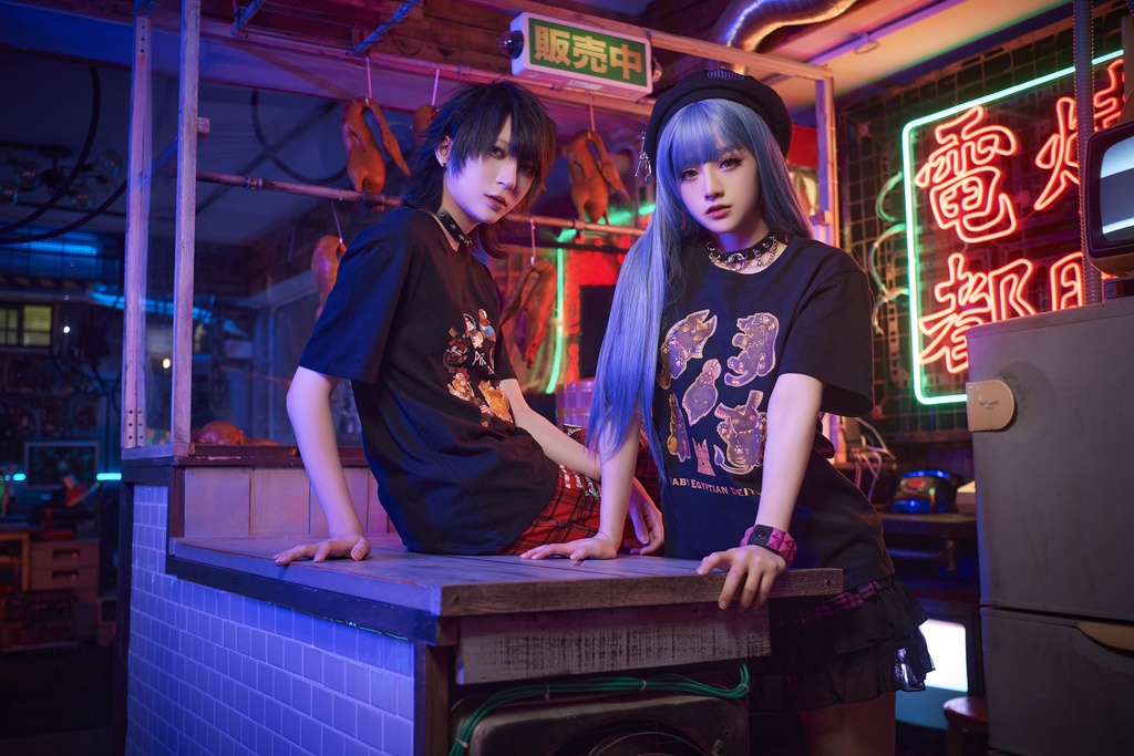 Jillpunk芝麻コラボアニメ 可愛い お宅 ニ次コン エジプト神話ベビー家族チーム マスコットモチーフプリント Oversizeオーバーサイズ 半袖 Tシャツ オリジナル メンズ レディーズ おしゃれ 男女兼用 ファッション 秋葉系