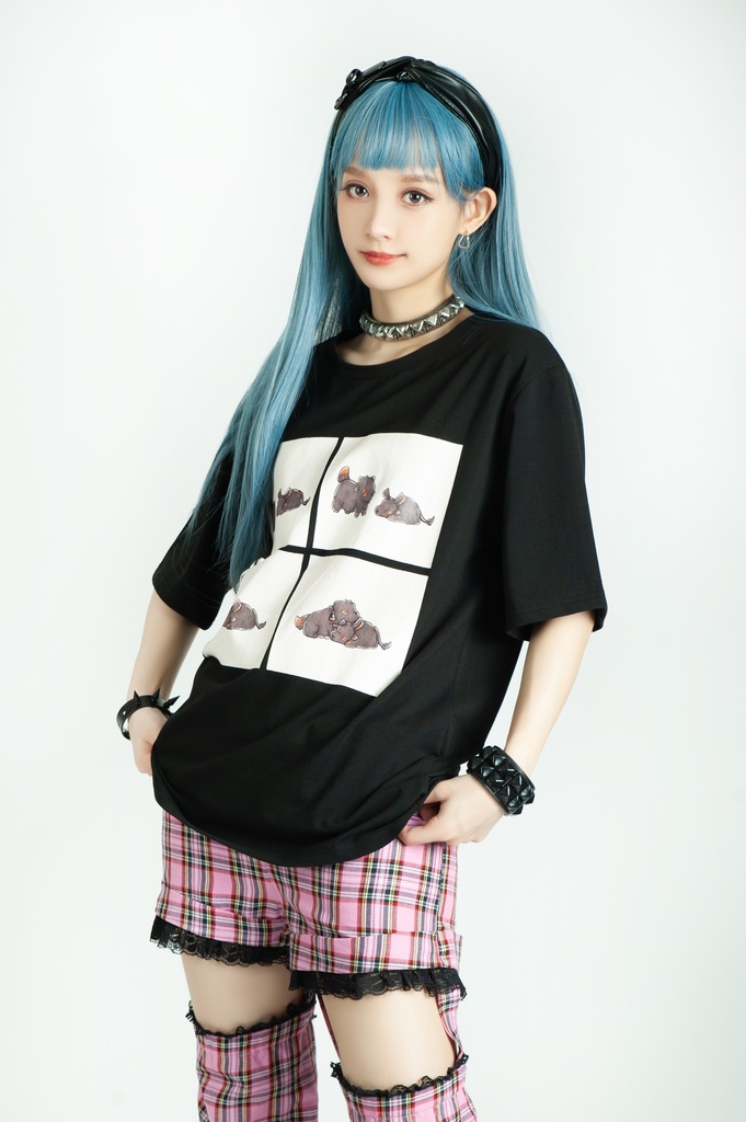 Jillpunk芝麻コラボアニメ 可愛い お宅 ニ次コン エジプト神話ベビー家族チーム マスコットモチーフプリント Oversizeオーバーサイズ 半袖 Tシャツ オリジナル メンズ レディーズ おしゃれ 男女兼用 ファッション 秋葉系