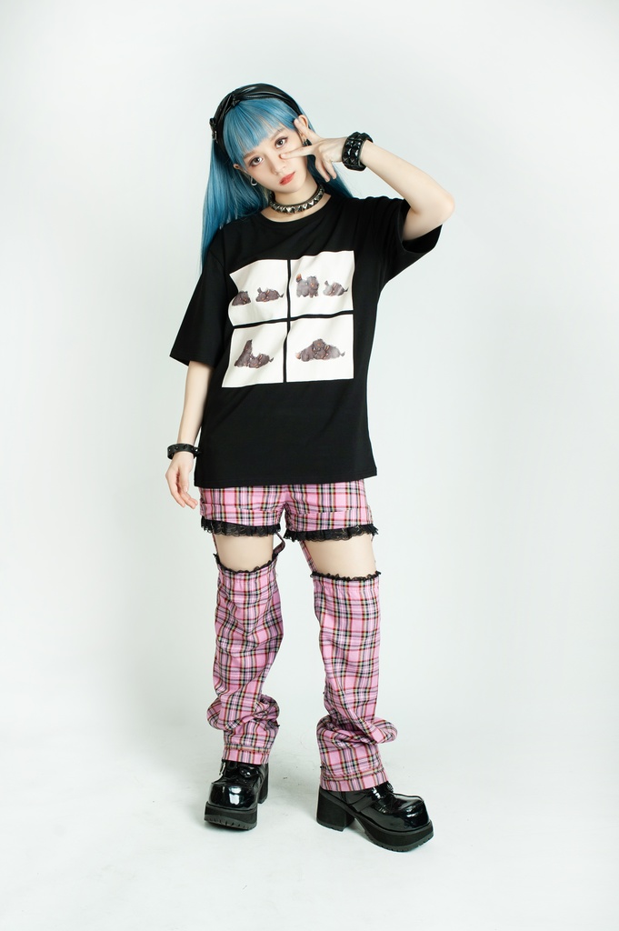 Jillpunk芝麻コラボアニメ 可愛い お宅 ニ次コン エジプト神話ベビー家族チーム マスコットモチーフプリント Oversizeオーバーサイズ 半袖 Tシャツ オリジナル メンズ レディーズ おしゃれ 男女兼用 ファッション 秋葉系