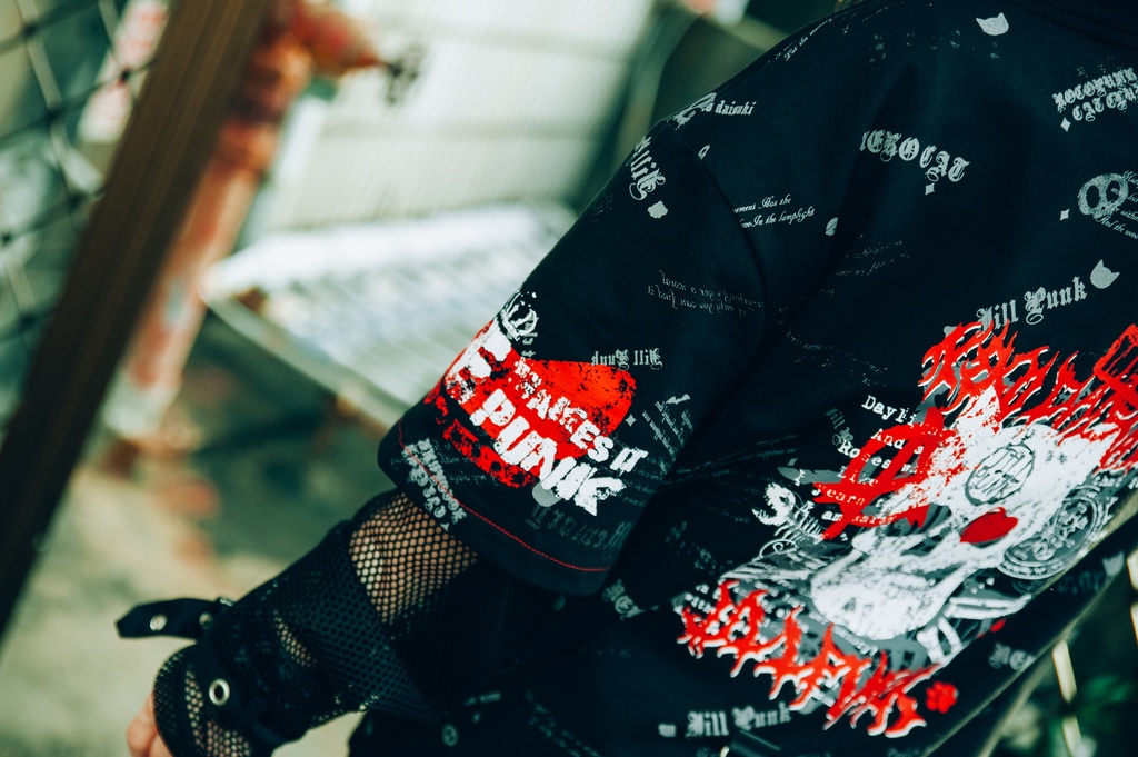 Jillpunk エモパンク 王道パンク 野良猫 鉄の輪 しっぽ付き ゆったり 猫耳 半袖パーカー フード付きジャケット かわいい 猫系 オリジナル おしゃれ男女兼用ファッション メンズ レディース