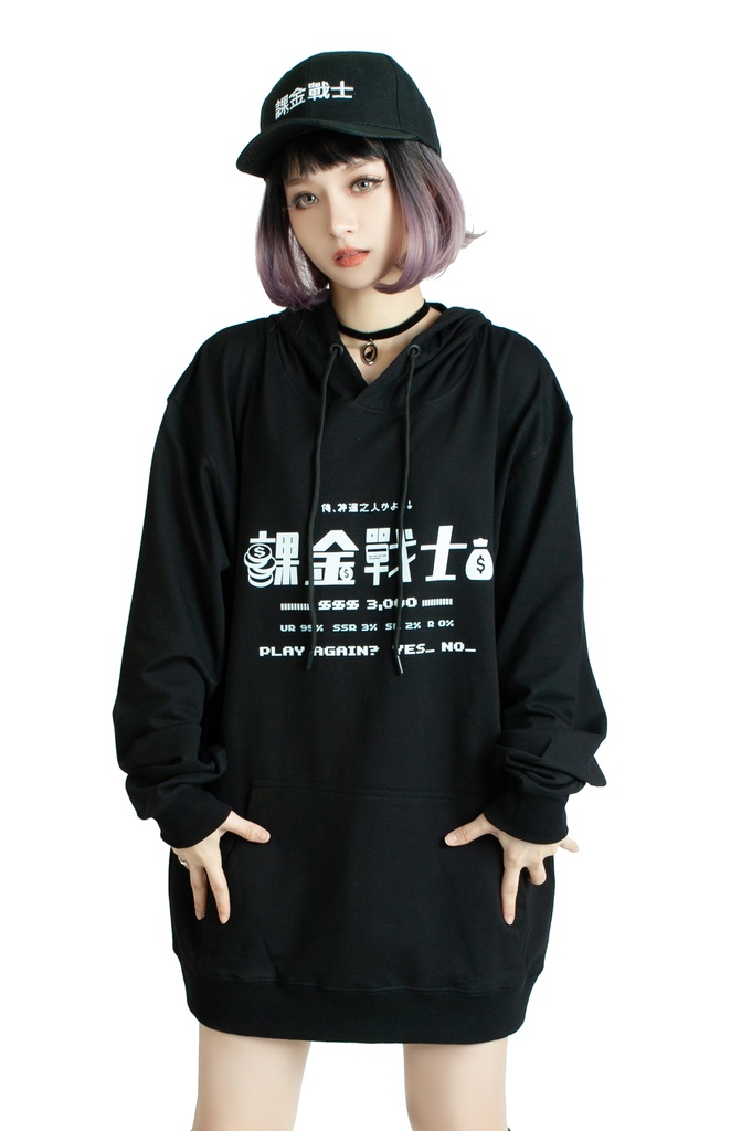 Jillpunkアニメ 二次コン 痛オタク 課金戦士2.0神選使 懐古レトロ ドット絵プリント 綿 ゆったり長袖パーカー オリジナルスタイル メンズ レディーズ おしゃれ男女兼用ファッション秋葉系カッコいい