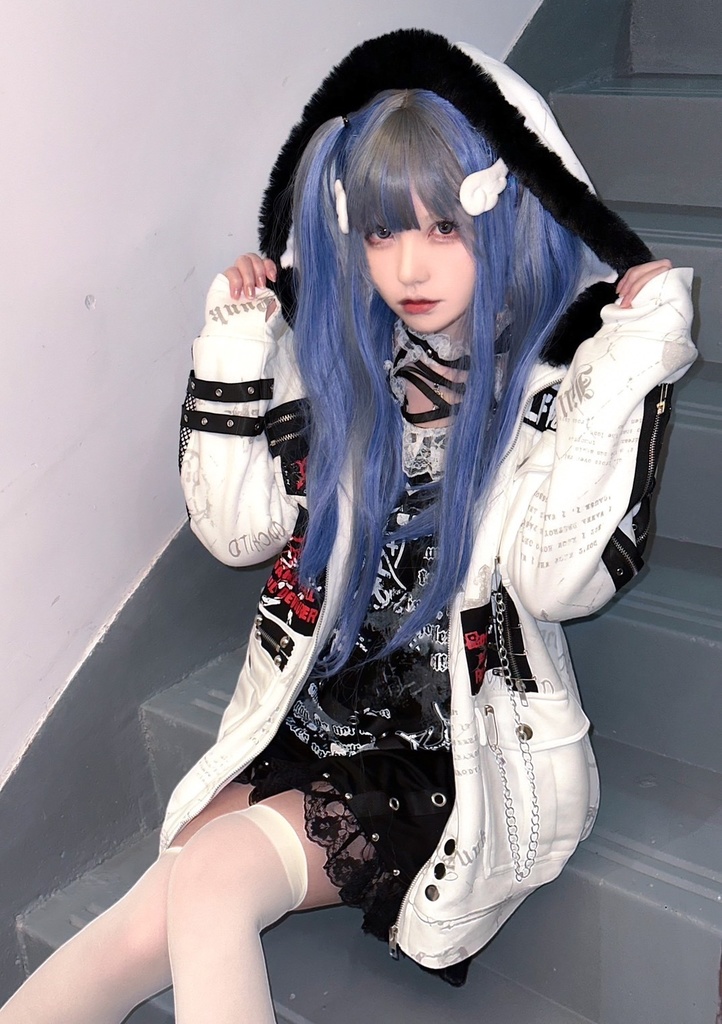 Jillpunk パンクロック バンギャ 兄系ファッション 魂の契約 ヴィンテージプリント 裏起毛 パーカーコート フェイクファー付きフード取り外し可 ジャケット 防寒 オリジナル おしゃれ男女兼用 カッコいい