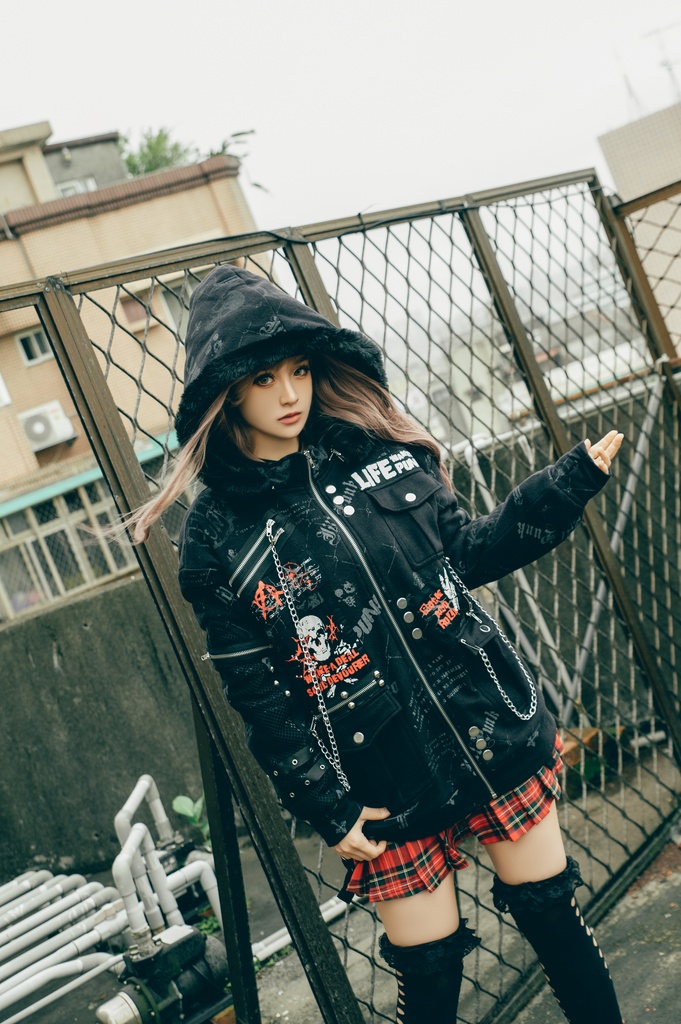 Jillpunk パンクロック バンギャ 兄系ファッション 魂の契約 ヴィンテージプリント 裏起毛 パーカーコート フェイクファー付きフード取り外し可 ジャケット 防寒 オリジナル おしゃれ男女兼用 カッコいい