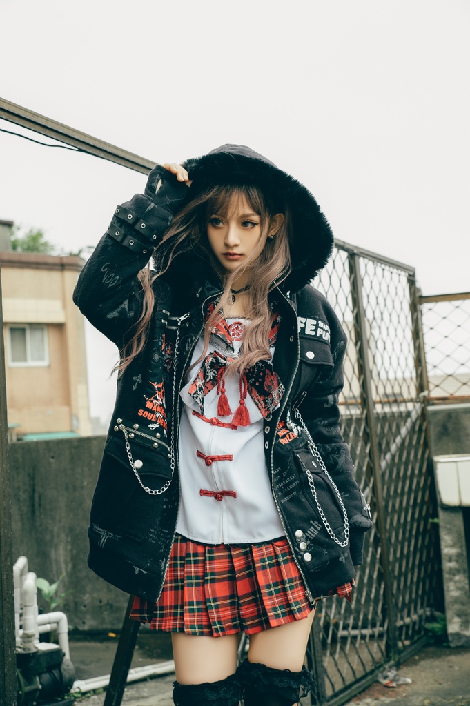 Jillpunk パンクロック バンギャ 兄系ファッション 魂の契約 ヴィンテージプリント 裏起毛 パーカーコート フェイクファー付きフード取り外し可 ジャケット 防寒 オリジナル おしゃれ男女兼用 カッコいい