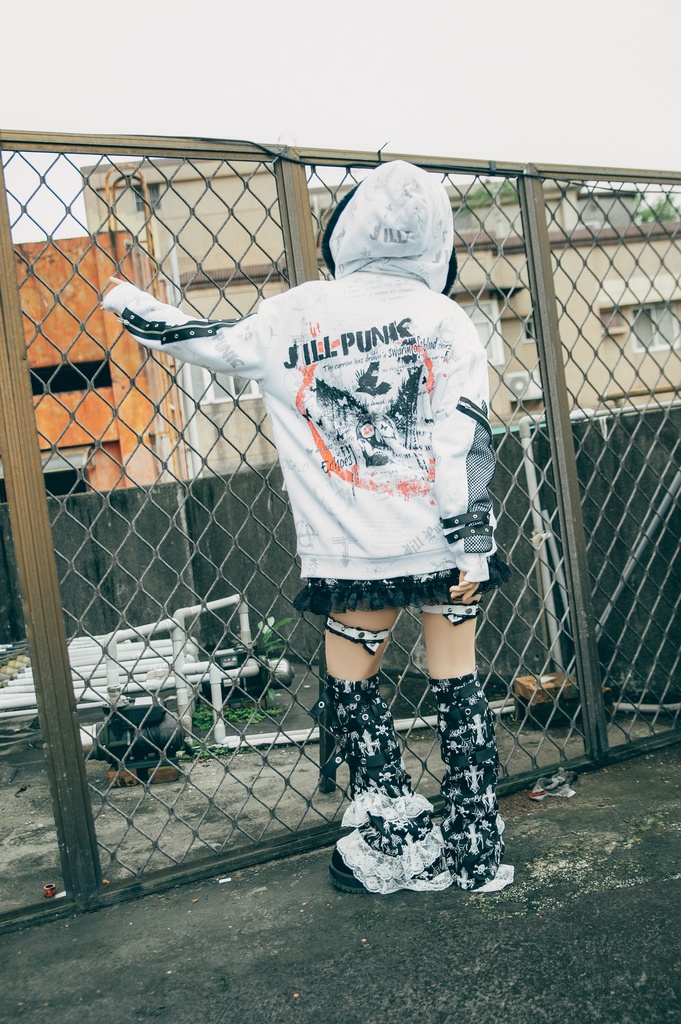 Jillpunk パンクロック バンギャ 兄系ファッション 魂の契約 ヴィンテージプリント 裏起毛 パーカーコート フェイクファー付きフード取り外し可 ジャケット 防寒 オリジナル おしゃれ男女兼用 カッコいい