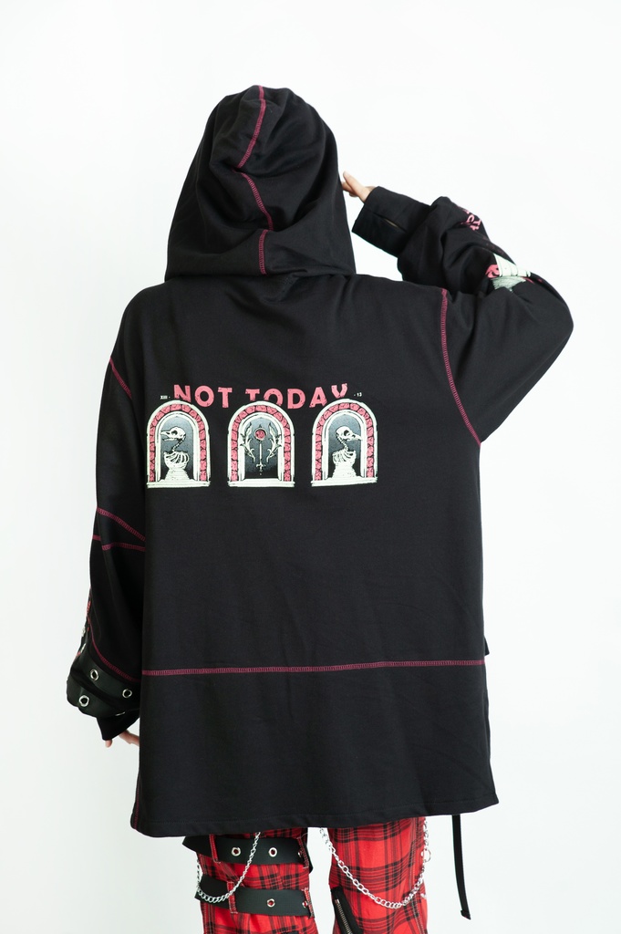 Jillpunk台湾画師三目道具屋コラボ クール系 パンクロック ダーク タロット死神 ペスト医師 ゆったり 長袖 パーカー男女兼用 レディース メンズ かっこいい オリジナル おしゃれ