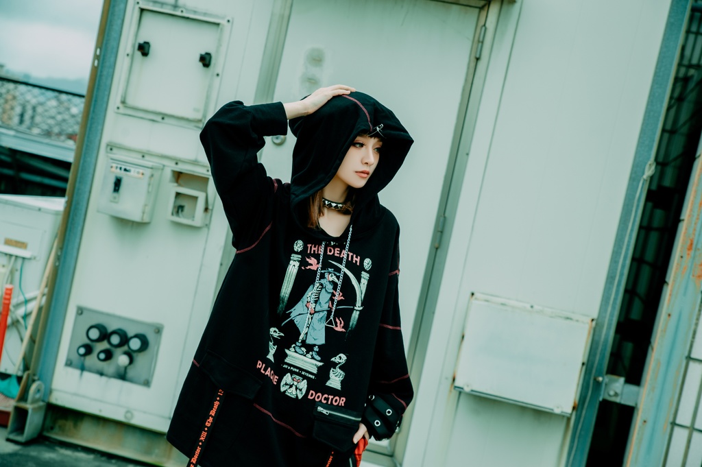 Jillpunk台湾画師三目道具屋コラボ クール系 パンクロック ダーク タロット死神 ペスト医師 ゆったり 長袖 パーカー男女兼用 レディース メンズ かっこいい オリジナル おしゃれ