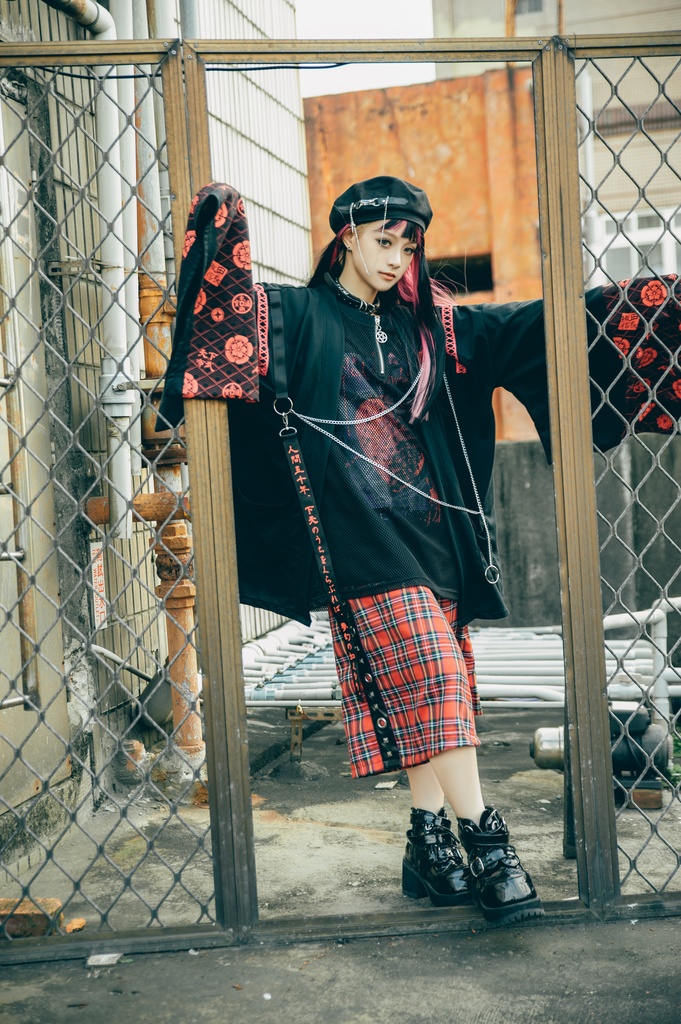 Jillpunk 和風モード 和柄 戦国武将物語 第六天魔王 織田信長 武将譚 漢字書道 鎖チェーン付き 振袖現代羽織 和装ジャケット オリジナル メンズ レディー V系 カッコいい おしゃれ 男女兼用ファッション