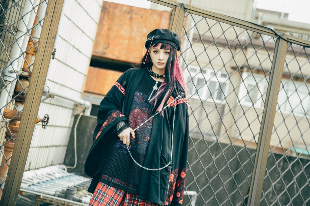 Jillpunk 和風モード 和柄 戦国武将物語 第六天魔王 織田信長 武将譚 漢字書道 鎖チェーン付き 振袖現代羽織 和装ジャケット オリジナル メンズ レディー V系 カッコいい おしゃれ 男女兼用ファッション