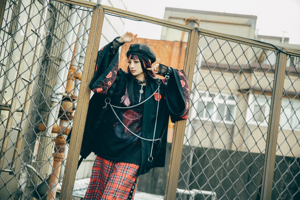 Jillpunk 和風モード 和柄 戦国武将物語 第六天魔王 織田信長 武将譚 漢字書道 鎖チェーン付き 振袖現代羽織 和装ジャケット オリジナル メンズ レディー V系 カッコいい おしゃれ 男女兼用ファッション