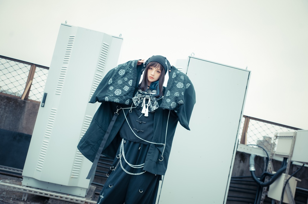 Jillpunk 和風モード 和柄 戦国武将物語 第六天魔王 織田信長 武将譚 漢字書道 鎖チェーン付き 振袖現代羽織 和装ジャケット オリジナル メンズ レディー V系 カッコいい おしゃれ 男女兼用ファッション