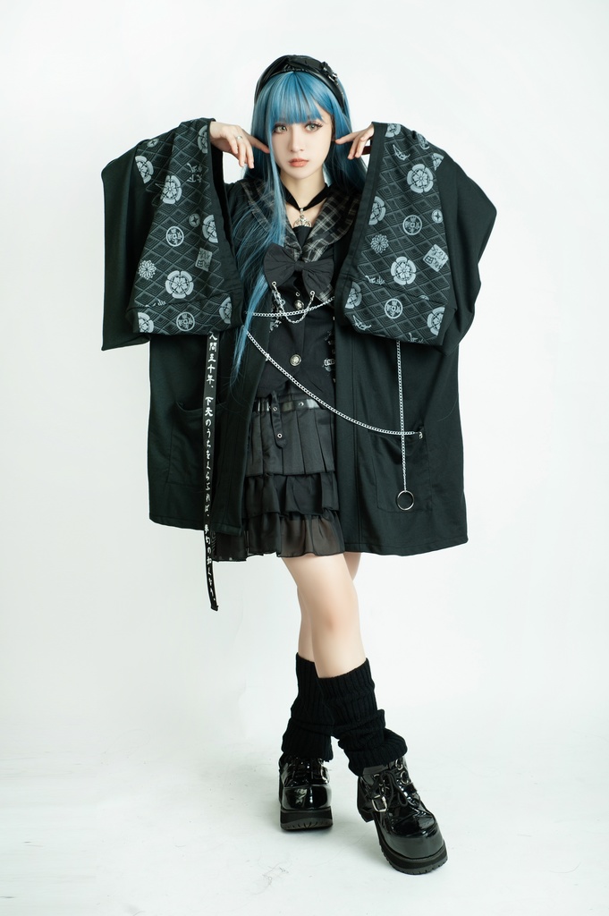 Jillpunk 和風モード 和柄 戦国武将物語 第六天魔王 織田信長 武将譚 漢字書道 鎖チェーン付き 振袖現代羽織 和装ジャケット オリジナル メンズ レディー V系 カッコいい おしゃれ 男女兼用ファッション