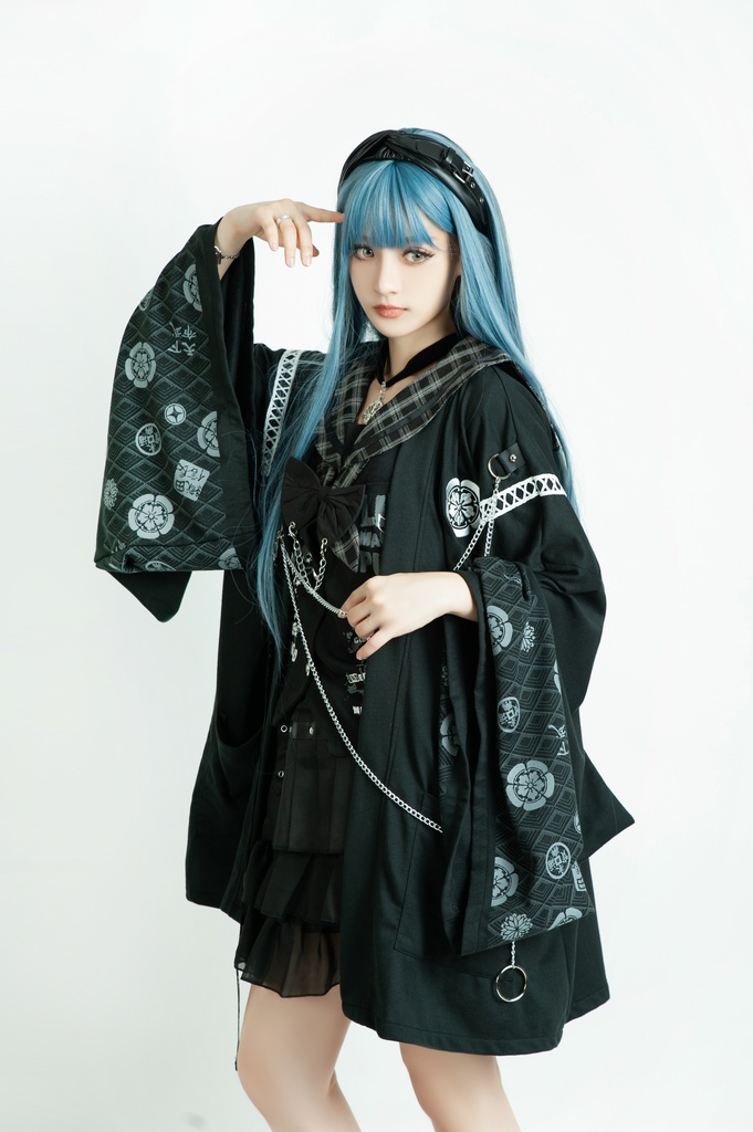 Jillpunk 和風モード 和柄 戦国武将物語 第六天魔王 織田信長 武将譚 漢字書道 鎖チェーン付き 振袖現代羽織 和装ジャケット オリジナル メンズ レディー V系 カッコいい おしゃれ 男女兼用ファッション