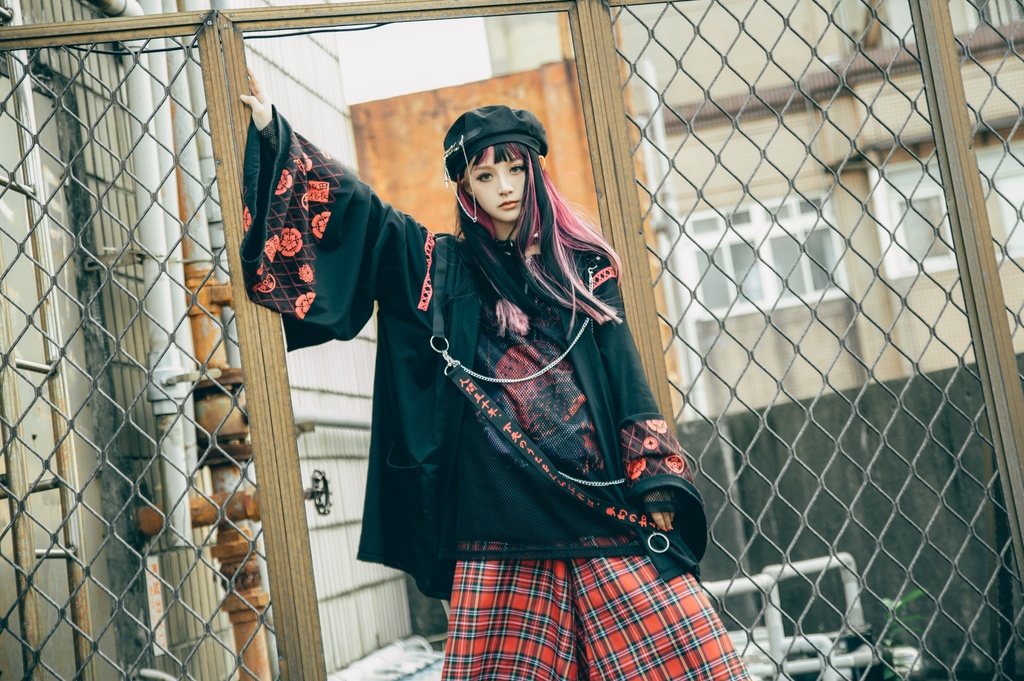 Jillpunk 和風モード 和柄 戦国武将物語 第六天魔王 織田信長 武将譚 漢字書道 鎖チェーン付き 振袖現代羽織 和装ジャケット オリジナル メンズ レディー V系 カッコいい おしゃれ 男女兼用ファッション