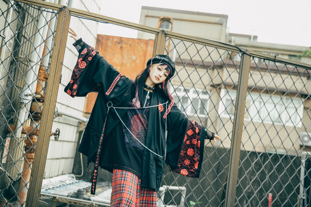 Jillpunk 和風モード 和柄 戦国武将物語 第六天魔王 織田信長 武将譚 漢字書道 鎖チェーン付き 振袖現代羽織 和装ジャケット オリジナル メンズ レディー V系 カッコいい おしゃれ 男女兼用ファッション