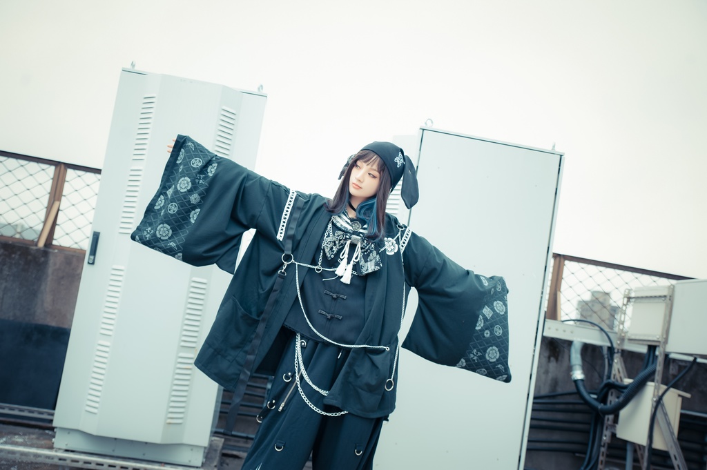 Jillpunk 和風モード 和柄 戦国武将物語 第六天魔王 織田信長 武将譚 漢字書道 鎖チェーン付き 振袖現代羽織 和装ジャケット オリジナル メンズ レディー V系 カッコいい おしゃれ 男女兼用ファッション