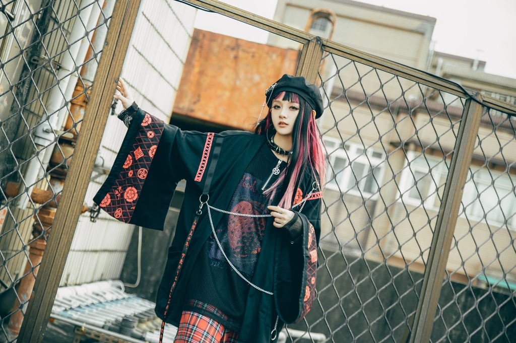 Jillpunk 和風モード 和柄 戦国武将物語 第六天魔王 織田信長 武将譚 漢字書道 鎖チェーン付き 振袖現代羽織 和装ジャケット オリジナル メンズ レディー V系 カッコいい おしゃれ 男女兼用ファッション