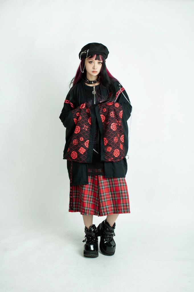 Jillpunk 和風モード 和柄 戦国武将物語 第六天魔王 織田信長 武将譚 漢字書道 鎖チェーン付き 振袖現代羽織 和装ジャケット オリジナル メンズ レディー V系 カッコいい おしゃれ 男女兼用ファッション