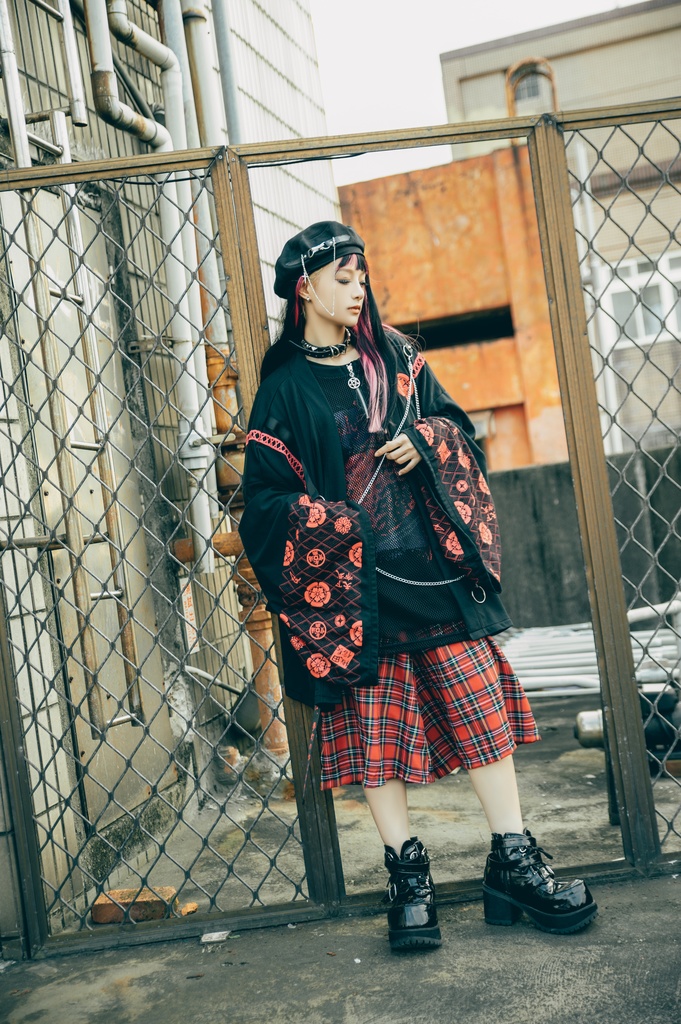 Jillpunk 和風モード 和柄 戦国武将物語 第六天魔王 織田信長 武将譚 漢字書道 鎖チェーン付き 振袖現代羽織 和装ジャケット オリジナル メンズ レディー V系 カッコいい おしゃれ 男女兼用ファッション