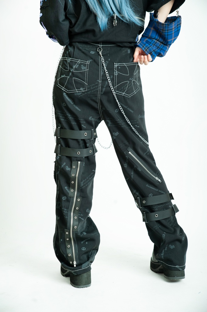 Jillpunk パンクロック エモパンク バンギャ 兄系ファッション デスメタルスピリッツ タータンチェック柄 ベルト 鎖チェーン付き ボトムス パンツ ロング丈 オリジナルスタイル メンズ レディーズ V系 おしゃれ男女兼用カッコいい