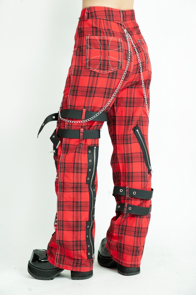 Jillpunk パンクロック エモパンク バンギャ 兄系ファッション デスメタルスピリッツ タータンチェック柄 ベルト 鎖チェーン付き ボトムス パンツ ロング丈 オリジナルスタイル メンズ レディーズ V系 おしゃれ男女兼用カッコいい