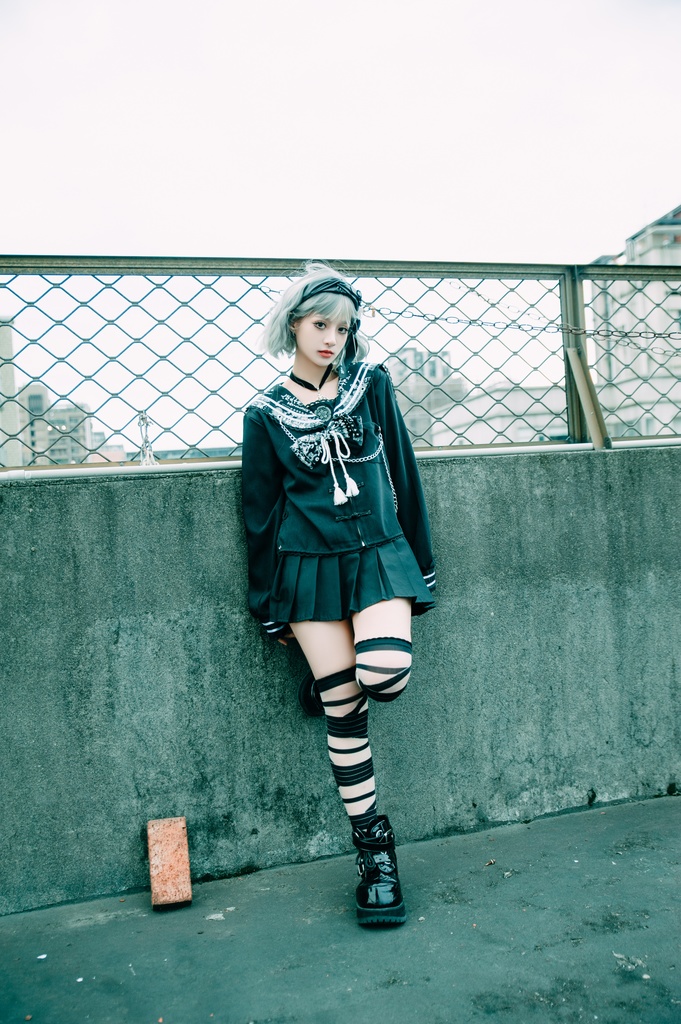 Jillpunk 和風モード 和柄 戦国武将物語 第六天魔王 織田信長 武将譚 中華風 チャイナボタン タッセル蝶ネクタイ付き 長袖 制服 セーラー服 オリジナル メンズ レディー V系 カッコいい おしゃれ 男女兼用ファッション