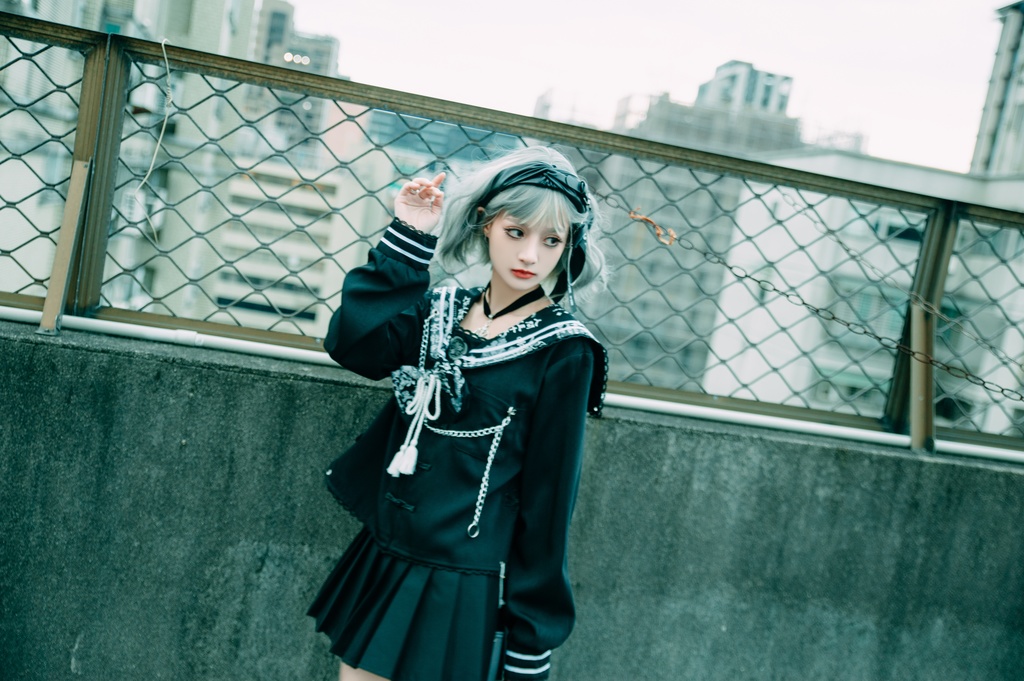 Jillpunk 和風モード 和柄 戦国武将物語 第六天魔王 織田信長 武将譚 中華風 チャイナボタン タッセル蝶ネクタイ付き 長袖 制服 セーラー服 オリジナル メンズ レディー V系 カッコいい おしゃれ 男女兼用ファッション