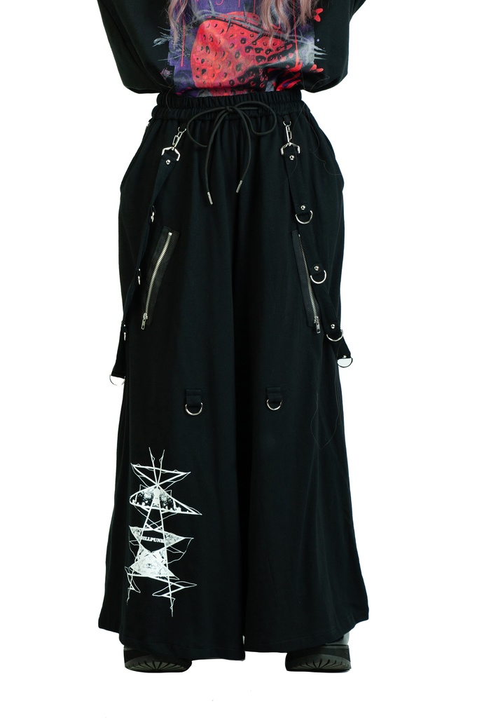 Jillpunk和風モード 地獄の扉 浪人侍 ドレープ袴 ゆるい タータンチェック柄 鎖チェーン付き ワイドバギー剣道パンツ ズボン オリジナルパンク メンズ レディース V系 秋葉系 おしゃれ ヴィジュアル系