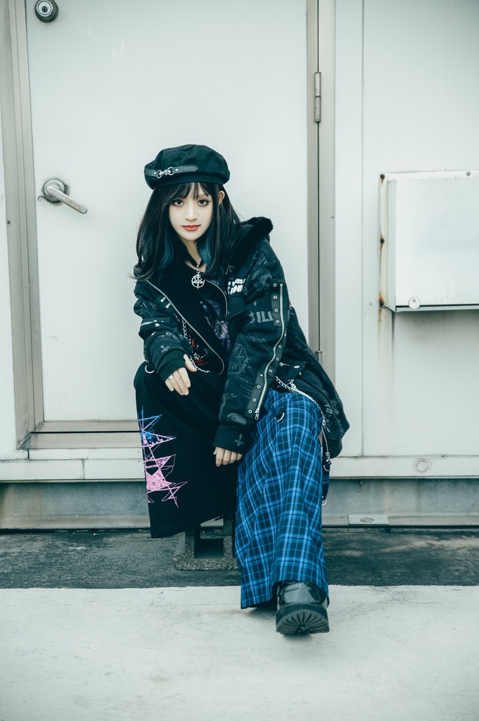 Jillpunk和風モード 地獄の扉 浪人侍 ドレープ袴 ゆるい タータンチェック柄 鎖チェーン付き ワイドバギー剣道パンツ ズボン オリジナルパンク メンズ レディース V系 秋葉系 おしゃれ ヴィジュアル系