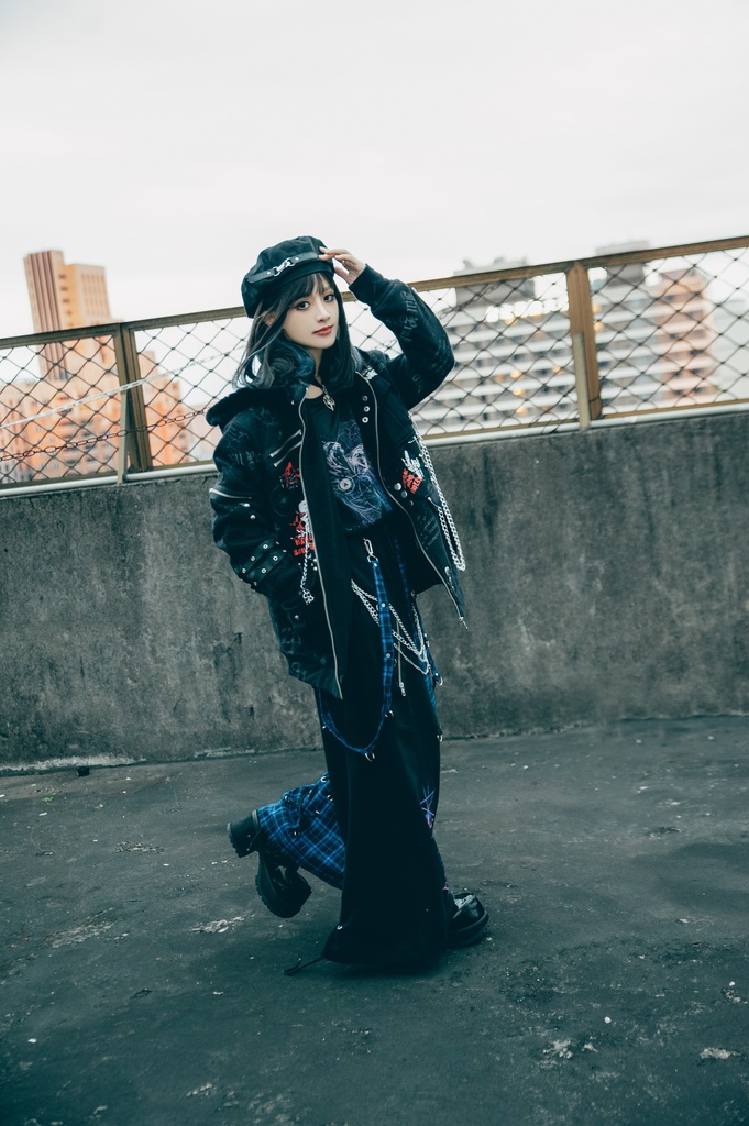 Jillpunk和風モード 地獄の扉 浪人侍 ドレープ袴 ゆるい タータンチェック柄 鎖チェーン付き ワイドバギー剣道パンツ ズボン オリジナルパンク メンズ レディース V系 秋葉系 おしゃれ ヴィジュアル系