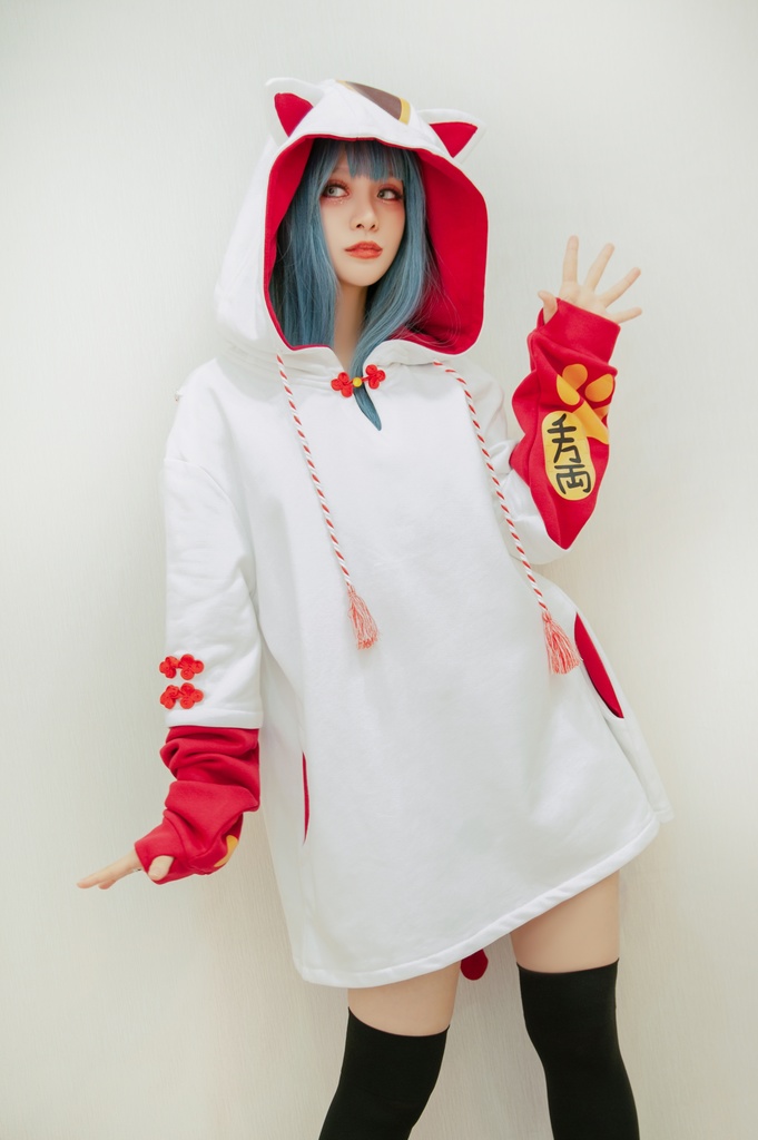 Jillpunk和風モード 芝麻コラボ 夢カワ かわいい 猫系 萌え 大黒天ネコ 招き猫 銭貨タッセル付き 猫耳 ゆったり 長袖 パーカー オリジナル メンズ レディーズ おしゃれ 男女兼用 ファッション 秋葉系 可愛い