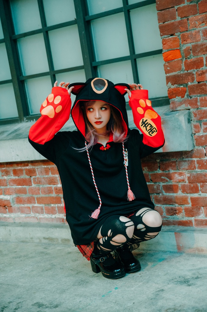 Jillpunk和風モード 芝麻コラボ 夢カワ かわいい 猫系 萌え 大黒天ネコ 招き猫 銭貨タッセル付き 猫耳 ゆったり 長袖 パーカー オリジナル メンズ レディーズ おしゃれ 男女兼用 ファッション 秋葉系 可愛い