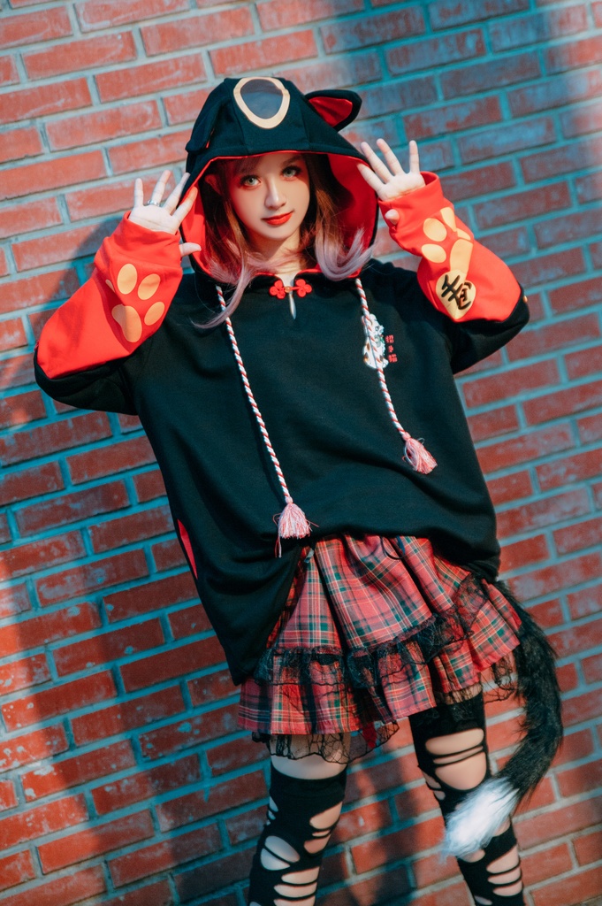 Jillpunk和風モード 芝麻コラボ 夢カワ かわいい 猫系 萌え 大黒天ネコ 招き猫 銭貨タッセル付き 猫耳 ゆったり 長袖 パーカー オリジナル メンズ レディーズ おしゃれ 男女兼用 ファッション 秋葉系 可愛い