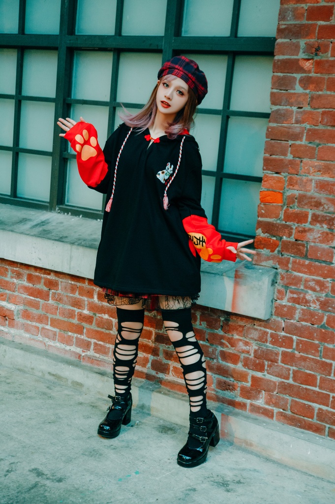 Jillpunk和風モード 芝麻コラボ 夢カワ かわいい 猫系 萌え 大黒天ネコ 招き猫 銭貨タッセル付き 猫耳 ゆったり 長袖 パーカー オリジナル メンズ レディーズ おしゃれ 男女兼用 ファッション 秋葉系 可愛い