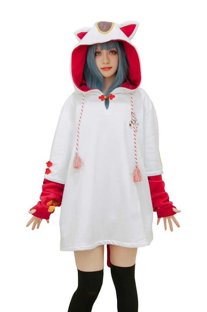 Jillpunk和風モード 芝麻コラボ 夢カワ かわいい 猫系 萌え 大黒天ネコ 招き猫 銭貨タッセル付き 猫耳 ゆったり 長袖 パーカー オリジナル メンズ レディーズ おしゃれ 男女兼用 ファッション 秋葉系 可愛い