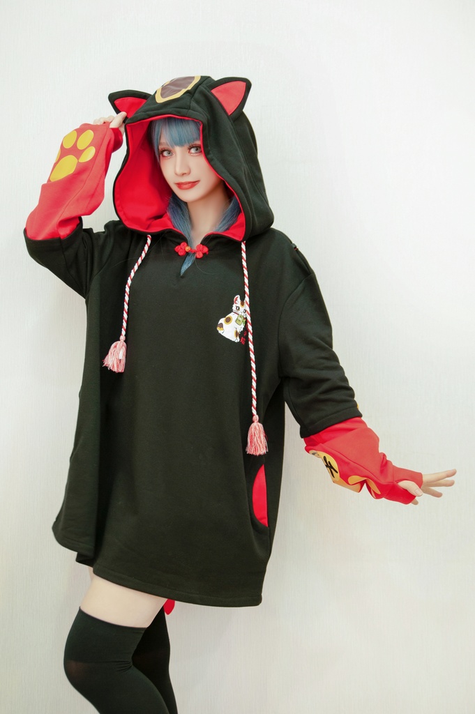 Jillpunk和風モード 芝麻コラボ 夢カワ かわいい 猫系 萌え 大黒天ネコ 招き猫 銭貨タッセル付き 猫耳 ゆったり 長袖 パーカー オリジナル メンズ レディーズ おしゃれ 男女兼用 ファッション 秋葉系 可愛い