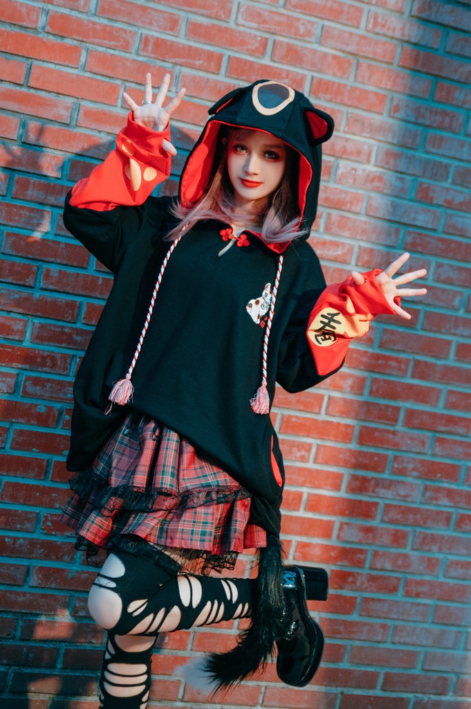 Jillpunk和風モード 芝麻コラボ 夢カワ かわいい 猫系 萌え 大黒天ネコ 招き猫 銭貨タッセル付き 猫耳 ゆったり 長袖 パーカー オリジナル メンズ レディーズ おしゃれ 男女兼用 ファッション 秋葉系 可愛い