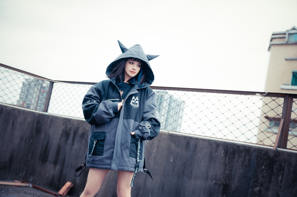 Jillpunk 芝麻コラボ アニメ Y2K お宅 ニ次コン ワークスペック風 エジプト神話ベビー アヌビス キルティング ゆったりパーかー 狼耳 フード付きジャケット オリジナル メンズ レディーズ おしゃれ 男女兼用 ファッション 秋葉系 可愛い