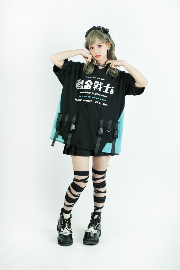 Jillpunkアニメ 二次コン 痛オタク 課金戦士 猫課長 懐古レトロ ドット絵 顔文字プリント 綿 ゆったり 猫耳半袖パーカー オリジナルスタイル メンズ レディーズ おしゃれ 男女兼用 ファッション 秋葉系 可愛い