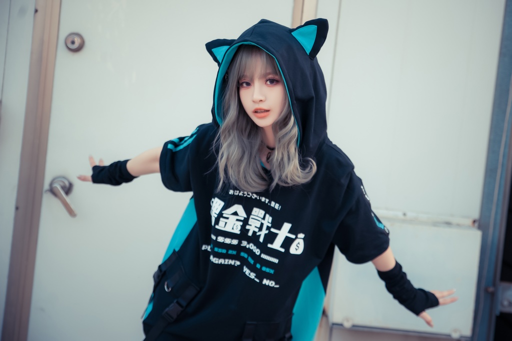 Jillpunkアニメ 二次コン 痛オタク 課金戦士 猫課長 懐古レトロ ドット絵 顔文字プリント 綿 ゆったり 猫耳半袖パーカー オリジナルスタイル メンズ レディーズ おしゃれ 男女兼用 ファッション 秋葉系 可愛い