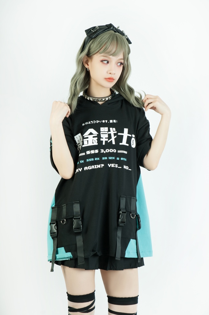 Jillpunkアニメ 二次コン 痛オタク 課金戦士 猫課長 懐古レトロ ドット絵 顔文字プリント 綿 ゆったり 猫耳半袖パーカー オリジナルスタイル メンズ レディーズ おしゃれ 男女兼用 ファッション 秋葉系 可愛い