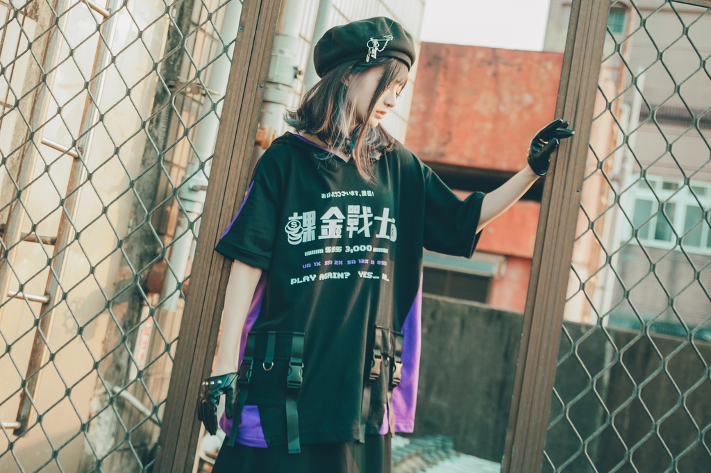 Jillpunkアニメ 二次コン 痛オタク 課金戦士 猫課長 懐古レトロ ドット絵 顔文字プリント 綿 ゆったり 猫耳半袖パーカー オリジナルスタイル メンズ レディーズ おしゃれ 男女兼用 ファッション 秋葉系 可愛い