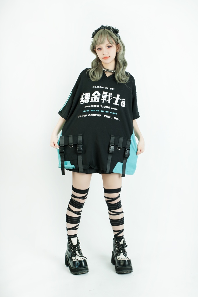 Jillpunkアニメ 二次コン 痛オタク 課金戦士 猫課長 懐古レトロ ドット絵 顔文字プリント 綿 ゆったり 猫耳半袖パーカー オリジナルスタイル メンズ レディーズ おしゃれ 男女兼用 ファッション 秋葉系 可愛い