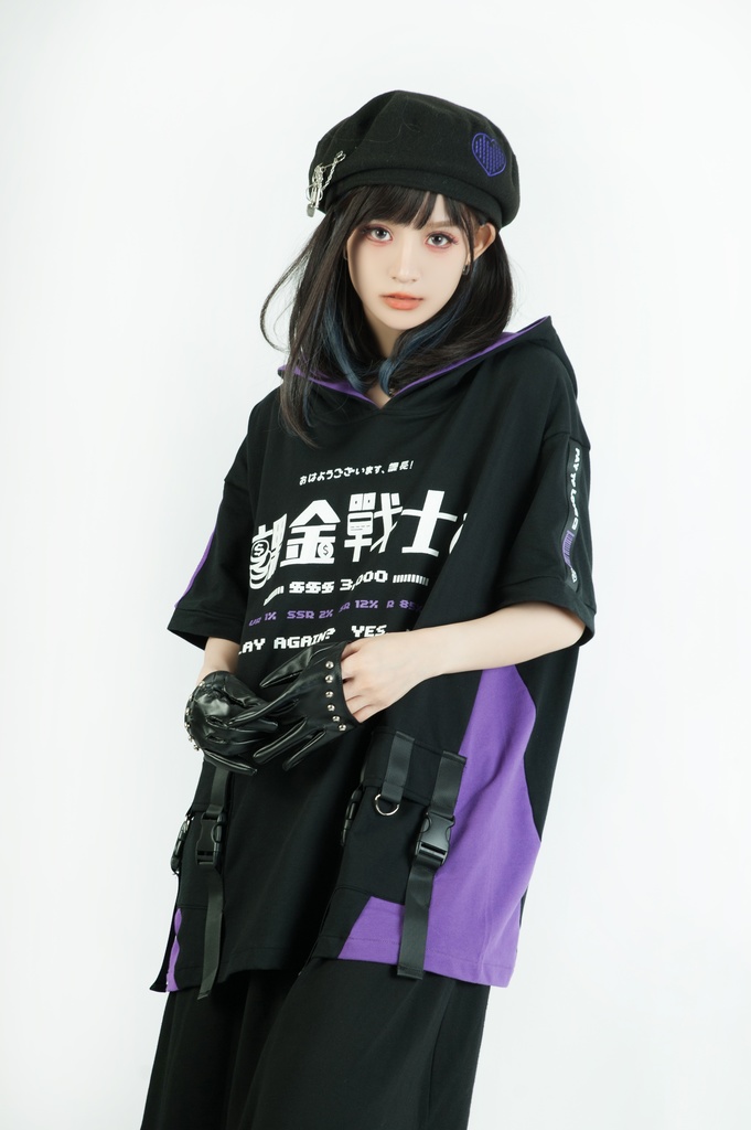 Jillpunkアニメ 二次コン 痛オタク 課金戦士 猫課長 懐古レトロ ドット絵 顔文字プリント 綿 ゆったり 猫耳半袖パーカー オリジナルスタイル メンズ レディーズ おしゃれ 男女兼用 ファッション 秋葉系 可愛い