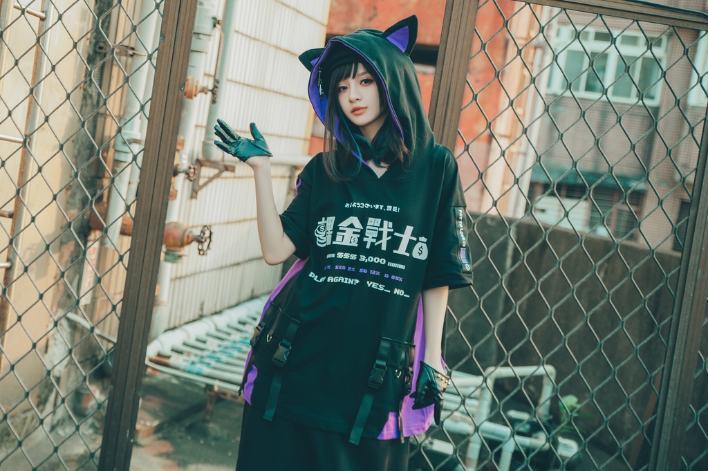 Jillpunkアニメ 二次コン 痛オタク 課金戦士 猫課長 懐古レトロ ドット絵 顔文字プリント 綿 ゆったり 猫耳半袖パーカー オリジナルスタイル メンズ レディーズ おしゃれ 男女兼用 ファッション 秋葉系 可愛い